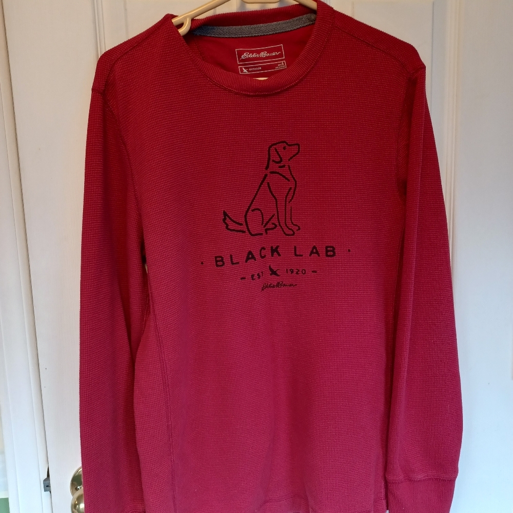 Eddie Bauer thermal pullover shirt men's size small black lab